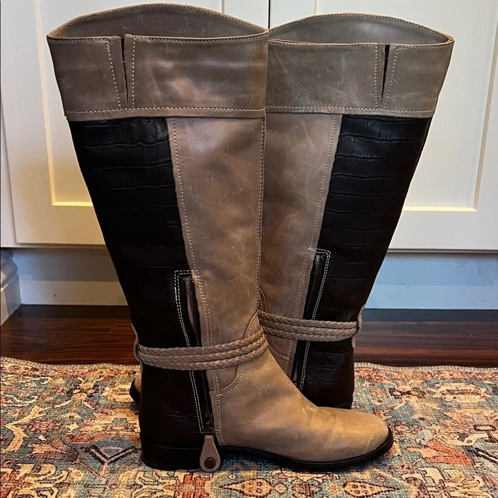 Fabianelli Tan Brown Italian Leather Boots Knee-high Boots Size EU37